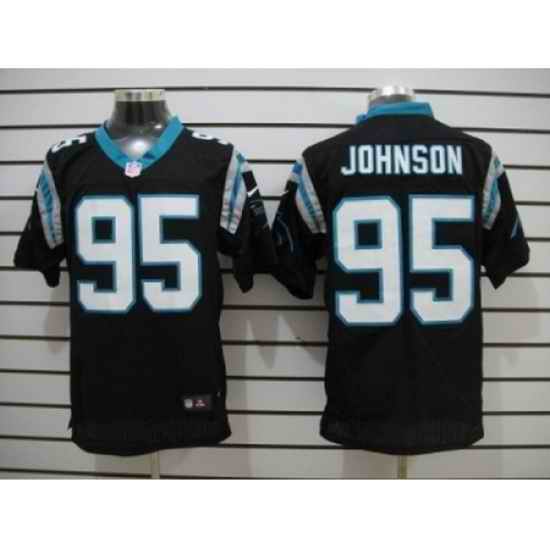 Nike Carolina Panthers 95 Charles Johnson Black Elite NFL Jersey